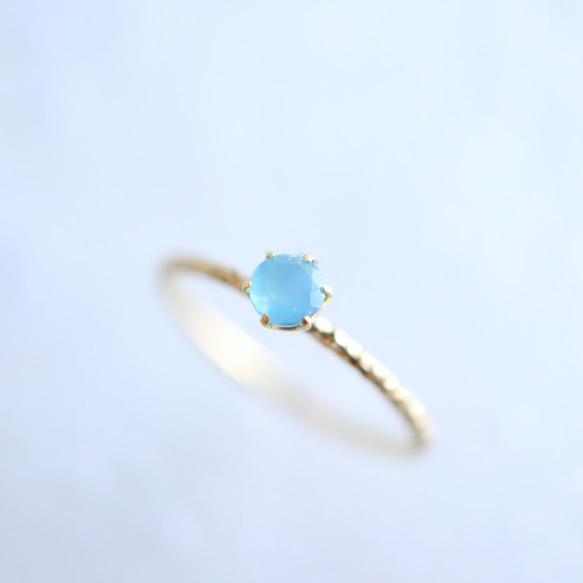 K18 シーブルーカルセドニーのリング ヴィーナスジュエリー 指輪 リング 大粒 1.8カラット シーブルー