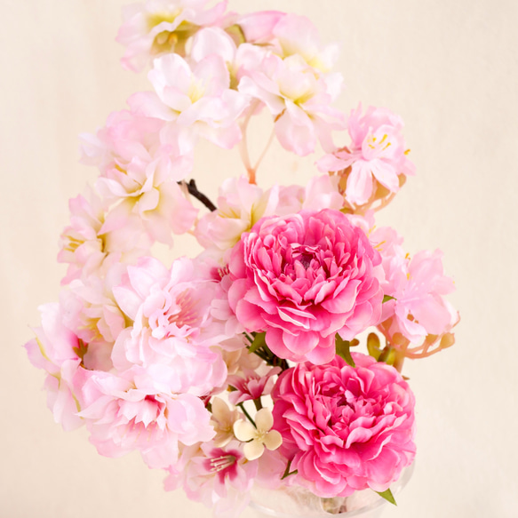 ＊桜とラナンキュラスのミニブーケ～ピンク＊【春】＜アーティフィシャルフラワー＞ 3枚目の画像