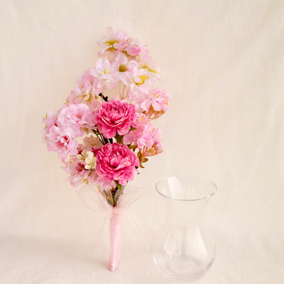 ＊桜とラナンキュラスのミニブーケ～ピンク＊【春】＜アーティフィシャルフラワー＞ 4枚目の画像