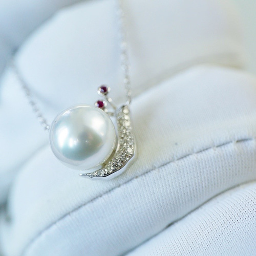 かわいい」K18 天然南洋真珠 天然ダイヤモンド 天然ルビー 健康・無垢