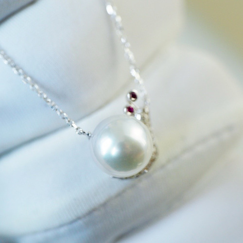 かわいい」K18 天然南洋真珠 天然ダイヤモンド 天然ルビー 健康・無垢