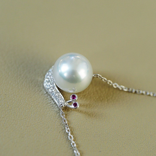 かわいい」K18 天然南洋真珠 天然ダイヤモンド 天然ルビー 健康・無垢