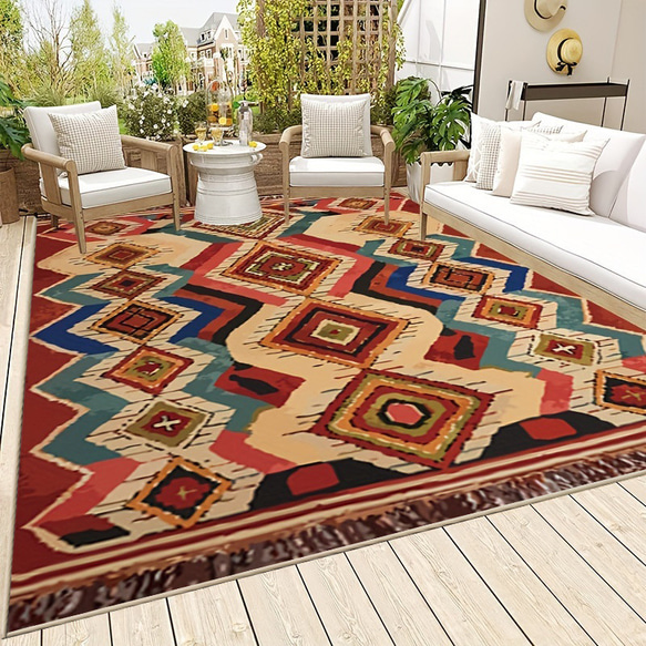 カーペット  モロッコ調 モロッカン おしゃれ かわいい エスニック柄 絨毯 フロアマット ラグ cht-1552 1枚目の画像