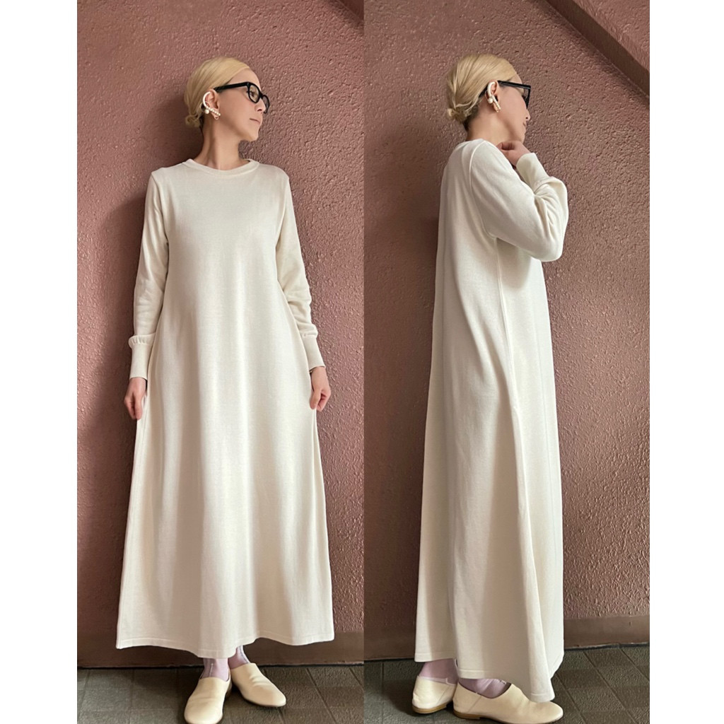 RATA❤️大人の細見え春ニットワンピース＆紐付きベスト❤️国産オリジナル❤️おしゃれ上品アイボリー❤️普段着&式にも