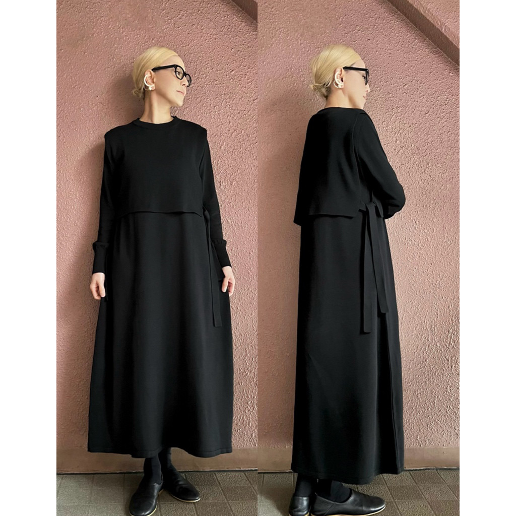 RATA❤️大人の細見え春ニットワンピース＆紐付きベスト❤️国産オリジナル❤️おしゃれ上品アイボリー❤️普段着&式にも