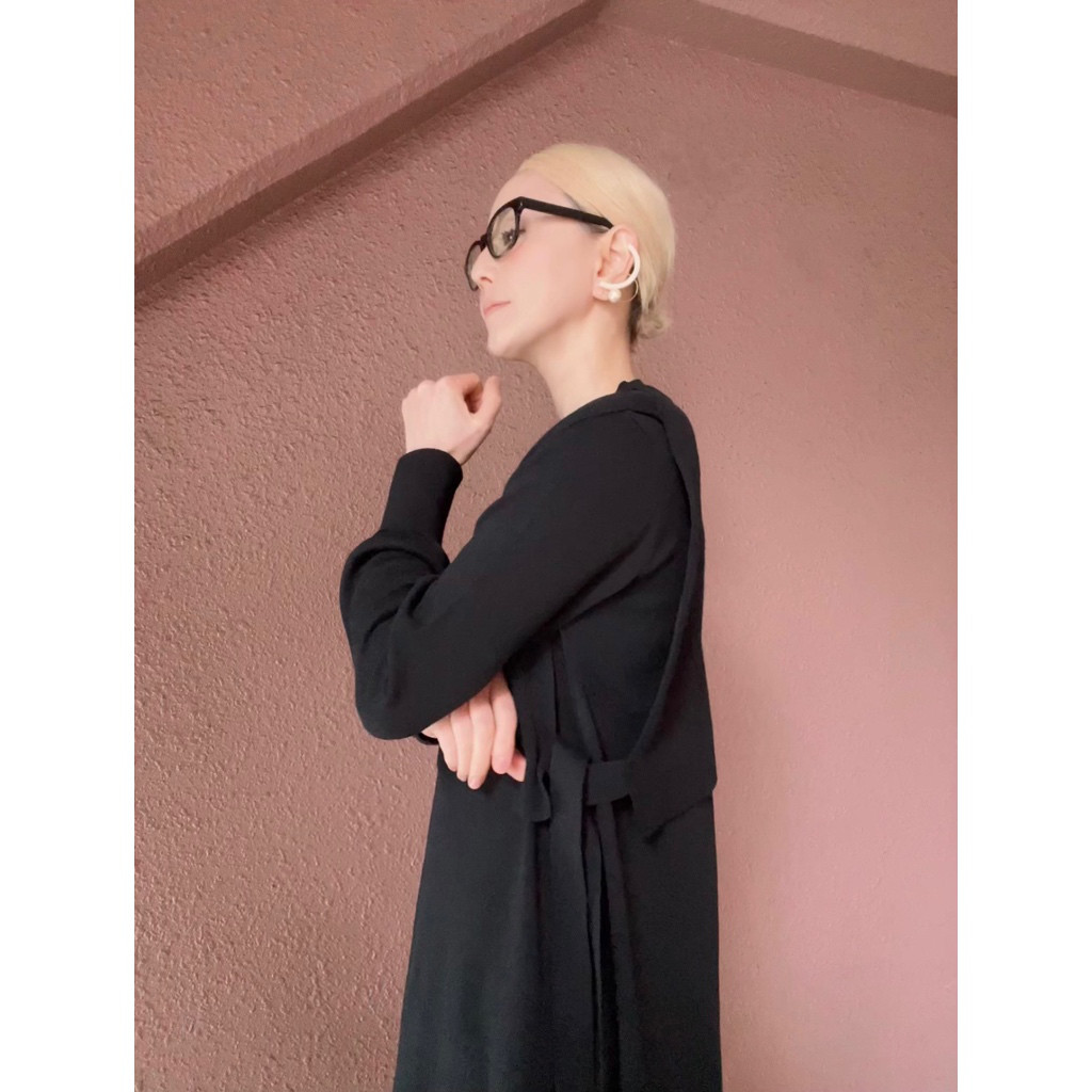 RATA❤️大人の細見え春ニットワンピース＆紐付きベスト❤️国産オリジナル❤️おしゃれ上品アイボリー❤️普段着&式にも