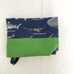 大きめサイズ　サメ好きすぎレッスンバック　ネイビー/11号リーフ帆布切替　35×45 ループからバッグ底35cm対応 11枚目の画像