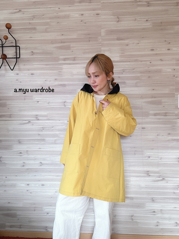 a.myuミモザ淡い黄色オーバーサイズのコートジャケット 1枚目の画像