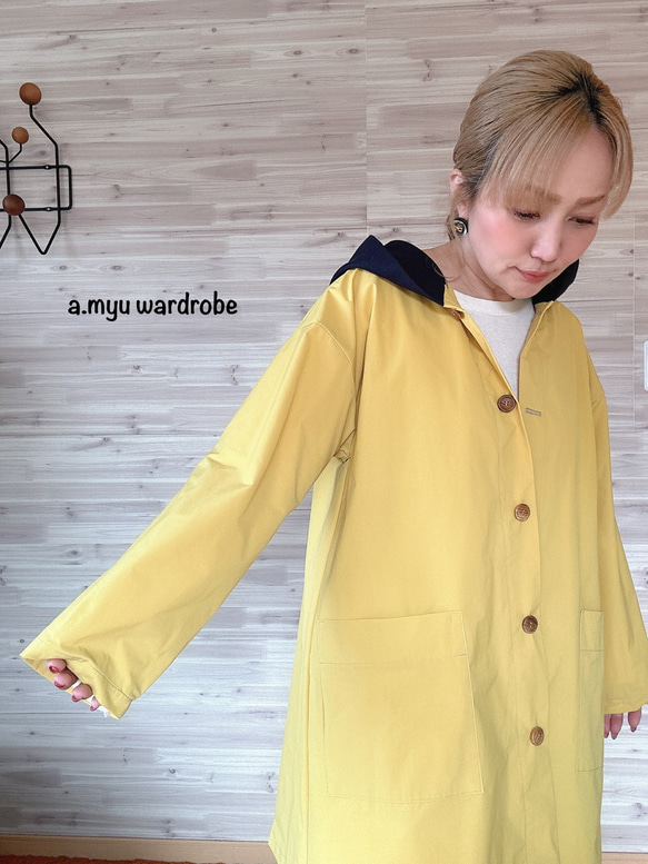 a.myuミモザ淡い黄色オーバーサイズのコートジャケット 2枚目の画像