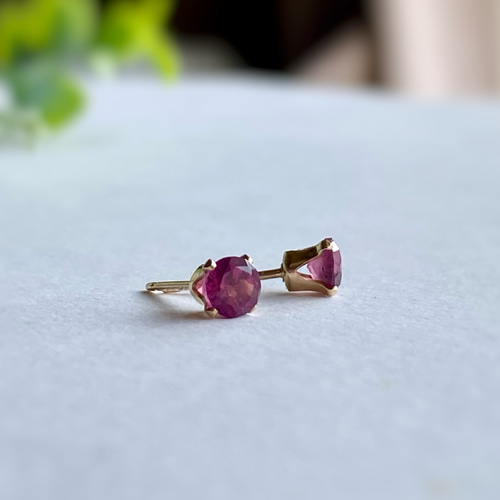 レア！宝石質マラヤガーネットの一粒ピアス 14kgf\sv925 1月誕生石