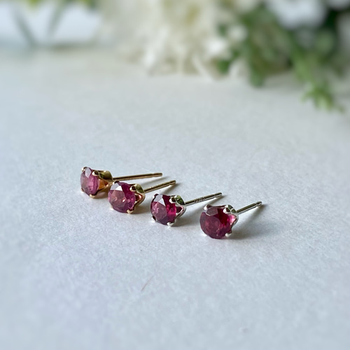 レア！宝石質マラヤガーネットの一粒ピアス 14kgf\sv925 1月誕生石