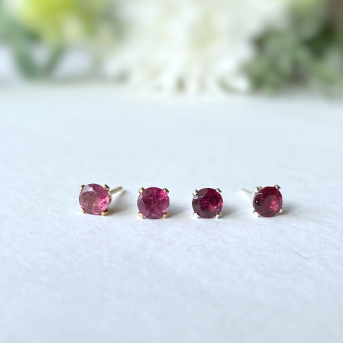 レア！宝石質マラヤガーネットの一粒ピアス 14kgf\sv925 1月誕生石