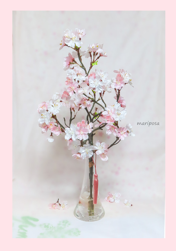 桜 ～ 薄紅色の満開桜（鈴なり）本物の桜の様な桜インテリア・富士山