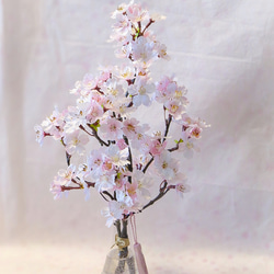 桜 ～ 薄紅色の満開桜（鈴なり）本物の桜の様な桜インテリア・ガラス器と透明ジェルの桜フラワーインテリア・無料ラッピング 2枚目の画像