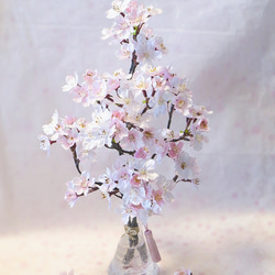 桜 ～ 薄紅色の満開桜（鈴なり）本物の桜の様な桜インテリア・ガラス器と透明ジェルの桜フラワーインテリア・無料ラッピング 5枚目の画像