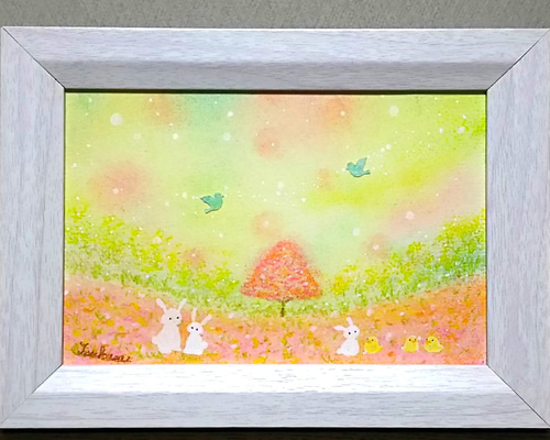 パステルアート あたたかな春野のイースター パステル画原画