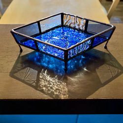 再販!ステンドグラスのアクセサリートレイ(アンティーク調・ブルー