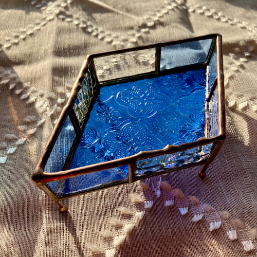 再販!ステンドグラスのアクセサリートレイ(アンティーク調・ブルー