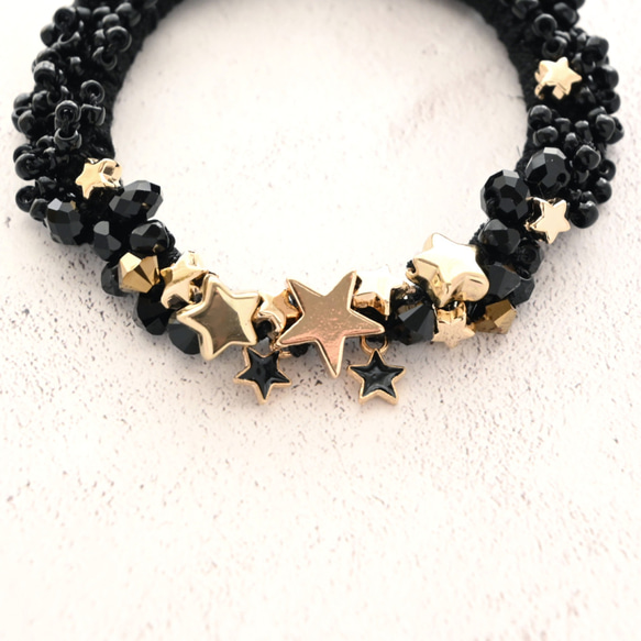 gold×black Star…ビーズ シュシュ＊ブレスレット 8枚目の画像