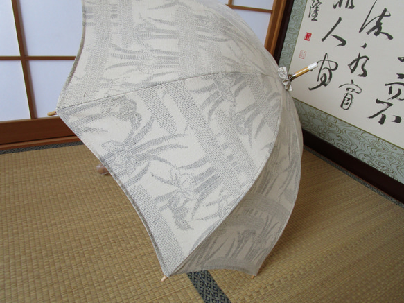 十日町紬・菖蒲模様・日傘（傘袋付き 7枚目の画像