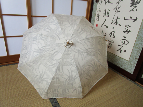 十日町紬・菖蒲模様・日傘（傘袋付き 9枚目の画像