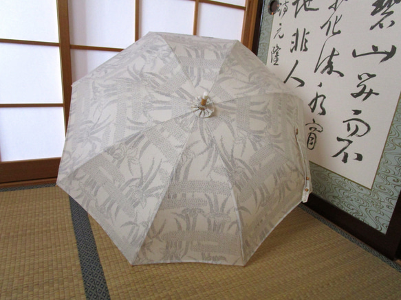 十日町紬・菖蒲模様・日傘（傘袋付き 1枚目の画像