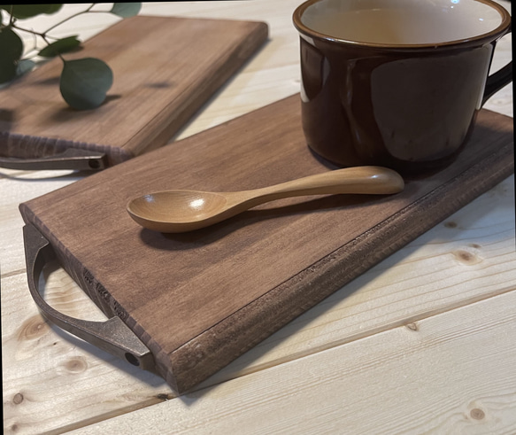 wood plate＊ カフェトレー　木製 ポットマット 鍋敷き　グラタン皿受け 1枚目の画像
