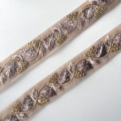 【50cm】インド刺繍リボン　ベージュ　チュール　GN928 5枚目の画像