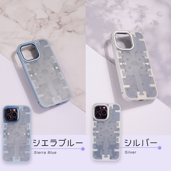 iPhoneケース 14 13 12 12 Pro ProMax 歯車 メタリック 半透明 ギミック 防指紋 9枚目の画像