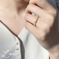 プラチナ & K18ゴールド バケット ダイヤモンド クラシカルライン マリッジリング 結婚指輪 ペア価格 7枚目の画像