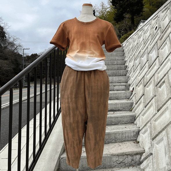 柿渋染めサルエルパンツ24001