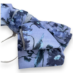 [浴衣用(紬や小紋にも)-作り帯】半巾帯　木綿　ワッフル地　花柄　ブルー 8枚目の画像