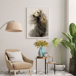 【KENSHIN (犬神) - アフガンハウンド犬 No.2】風水画 アートポスター 犬の絵 犬の絵画 犬のイラスト 7枚目の画像