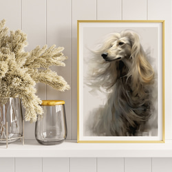 【KENSHIN (犬神) - アフガンハウンド犬 No.2】風水画 アートポスター 犬の絵 犬の絵画 犬のイラスト 8枚目の画像