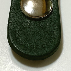 送料無料 ニコちゃん コードクリップ かわいい スマイル ヘッドフォン イヤホン レザー 革 ヌメ革 グリーン 3枚目の画像