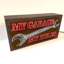 My Garage My Rules マイガレージ マイルール ガレージ カーショップ 看板 置物 雑貨 ライトBOX 3枚目の画像