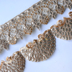 【50cm】インド刺繍リボン　ゴールド　カットワーク　GN949 6枚目の画像