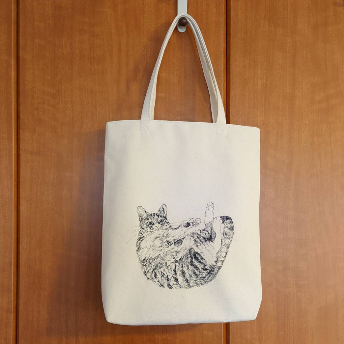 猫　帆布　トートバッグ　C もふコロ猫 トートバッグ 帆布 生成り トートバッグ mikefactory