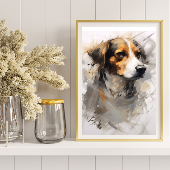 【KENSHIN (犬神) - ビーグル犬 No.1】風水画 アートポスター 犬の絵 犬の絵画 犬のイラスト 8枚目の画像