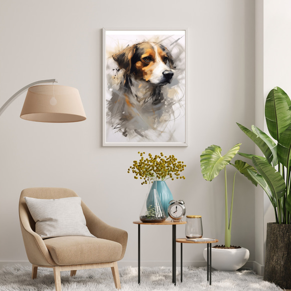 【KENSHIN (犬神) - ビーグル犬 No.1】風水画 アートポスター 犬の絵 犬の絵画 犬のイラスト 7枚目の画像