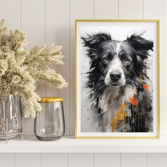 【KENSHIN (犬神) - ボーダーコリー犬 No.1】風水画 アートポスター 犬の絵 犬の絵画 犬のイラスト 8枚目の画像