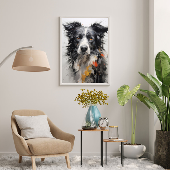 【KENSHIN (犬神) - ボーダーコリー犬 No.1】風水画 アートポスター 犬の絵 犬の絵画 犬のイラスト 7枚目の画像
