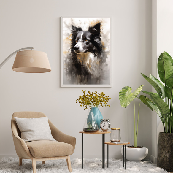 【KENSHIN (犬神) - ボーダーコリー犬 No.2】風水画 アートポスター 犬の絵 犬の絵画 犬のイラスト 7枚目の画像
