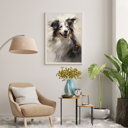 【KENSHIN (犬神) - ボーダーコリー犬 No.3】風水画 アートポスター 犬の絵 犬の絵画 犬のイラスト 7枚目の画像