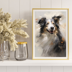 【KENSHIN (犬神) - ボーダーコリー犬 No.3】風水画 アートポスター 犬の絵 犬の絵画 犬のイラスト 8枚目の画像