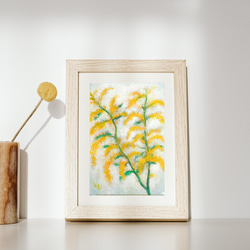 油絵 絵画 ミモザリース【四切木製】
