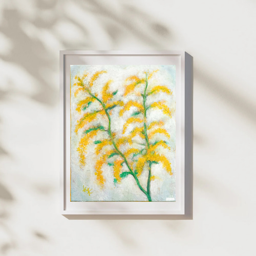 油彩　ミモザ 油絵 油彩 油彩画 絵 絵画 【ミモザ】 絵画 HR 通販 14066728