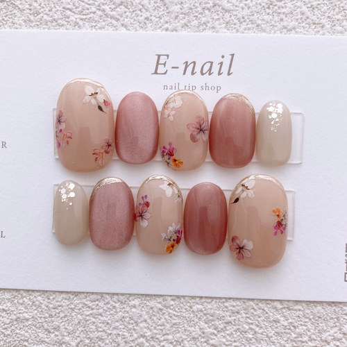 お花×マグネット＊ フラワー ピンクベージュ 春 春ネイル ピンク  