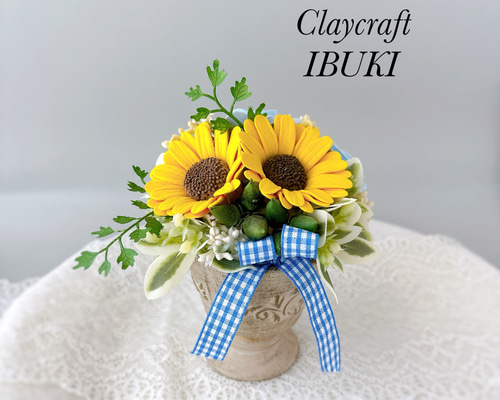 クレイフラワー✨大きなアレンジ✨薔薇・百合・カラー✨ハンドメイド クレイフラワー♡癒やされて♡ バラ アートフラワー BON AMI
