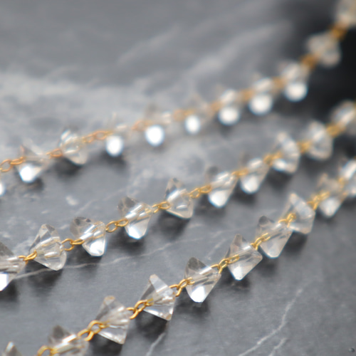 50cm☆三角クリスタル チェーン 18Kメッキ デザインチェーン 切り売り